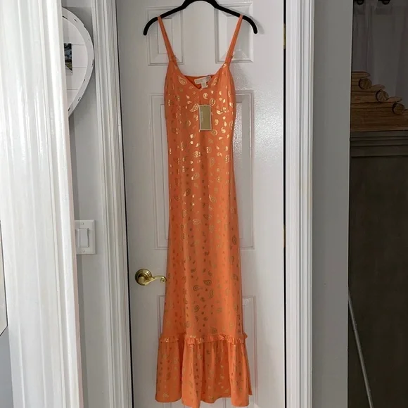 open lace back dress Kaida Slinky Maxi Dress with Hardware / Burnt Orange | Meshki